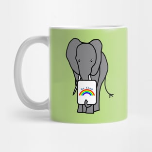 Gray Elephant says Be Kind with Rainbow Mug